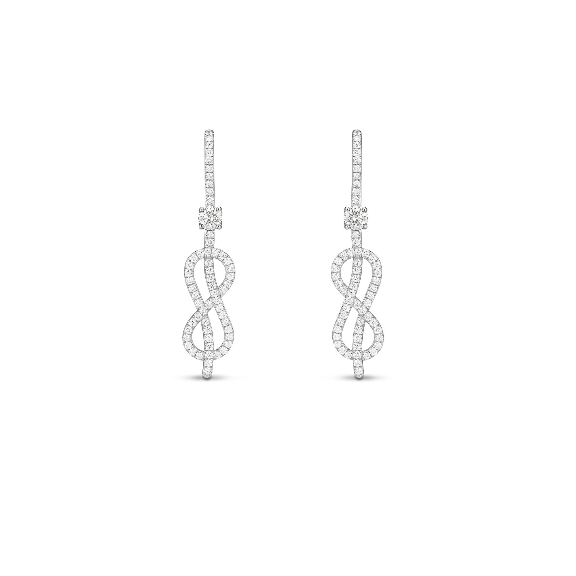Savoy Knot Earrings, Platinum