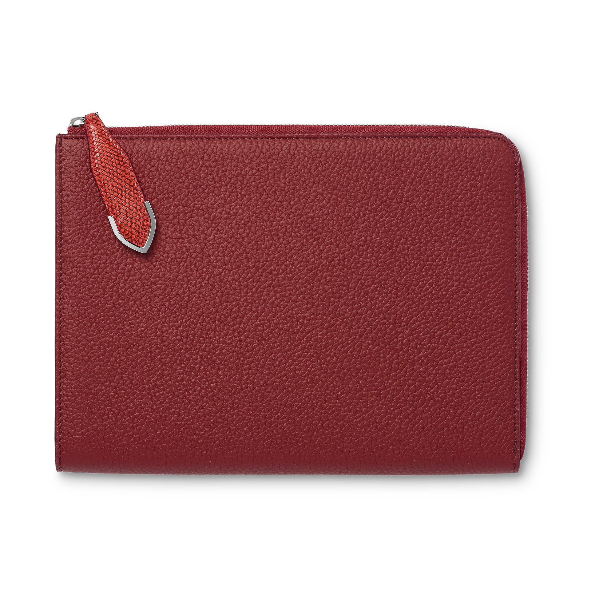 Taylor Zip iPad Pocket in Cranberry Bullskin & Flame Lizard