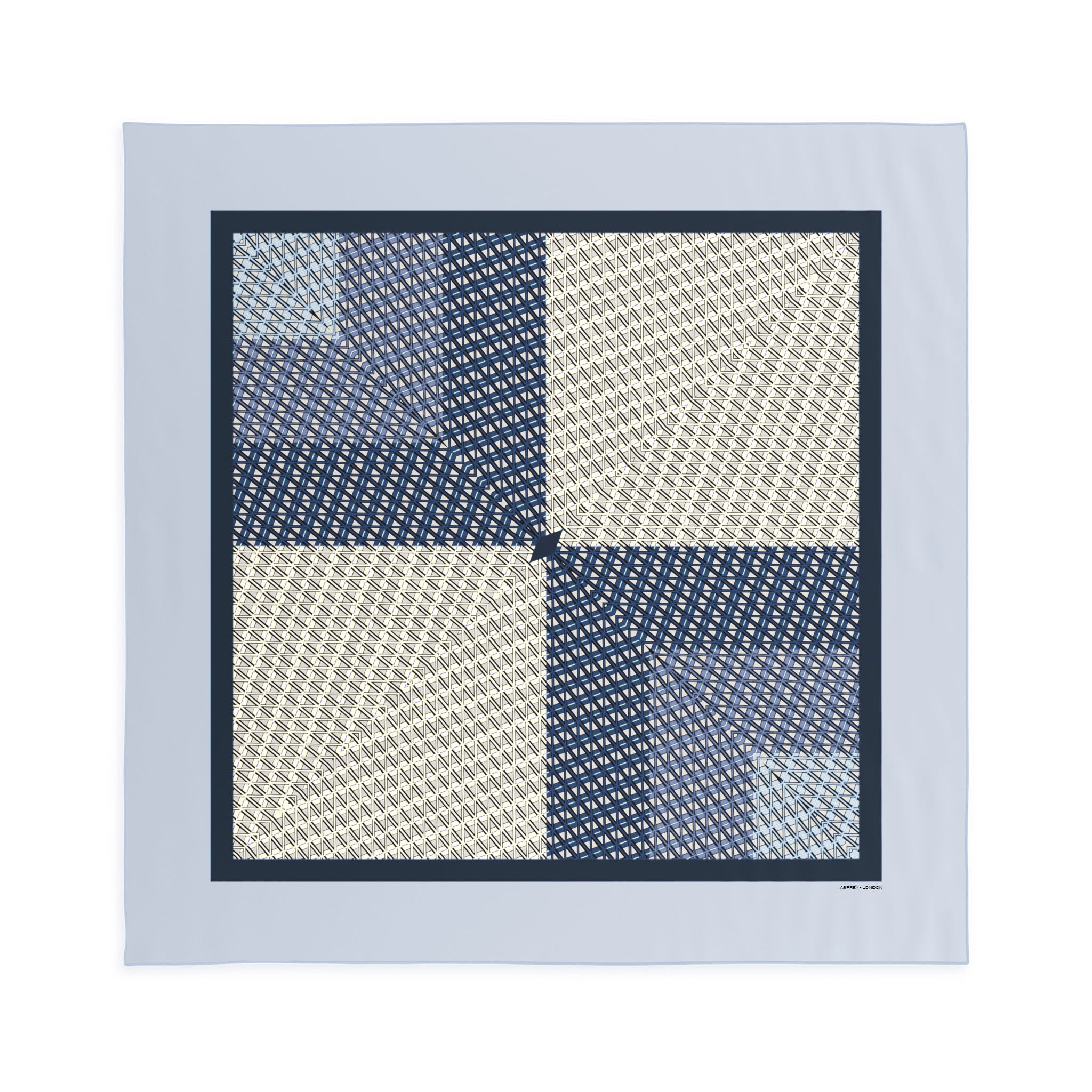 Geometric A Silk Scarf in Sea Blue