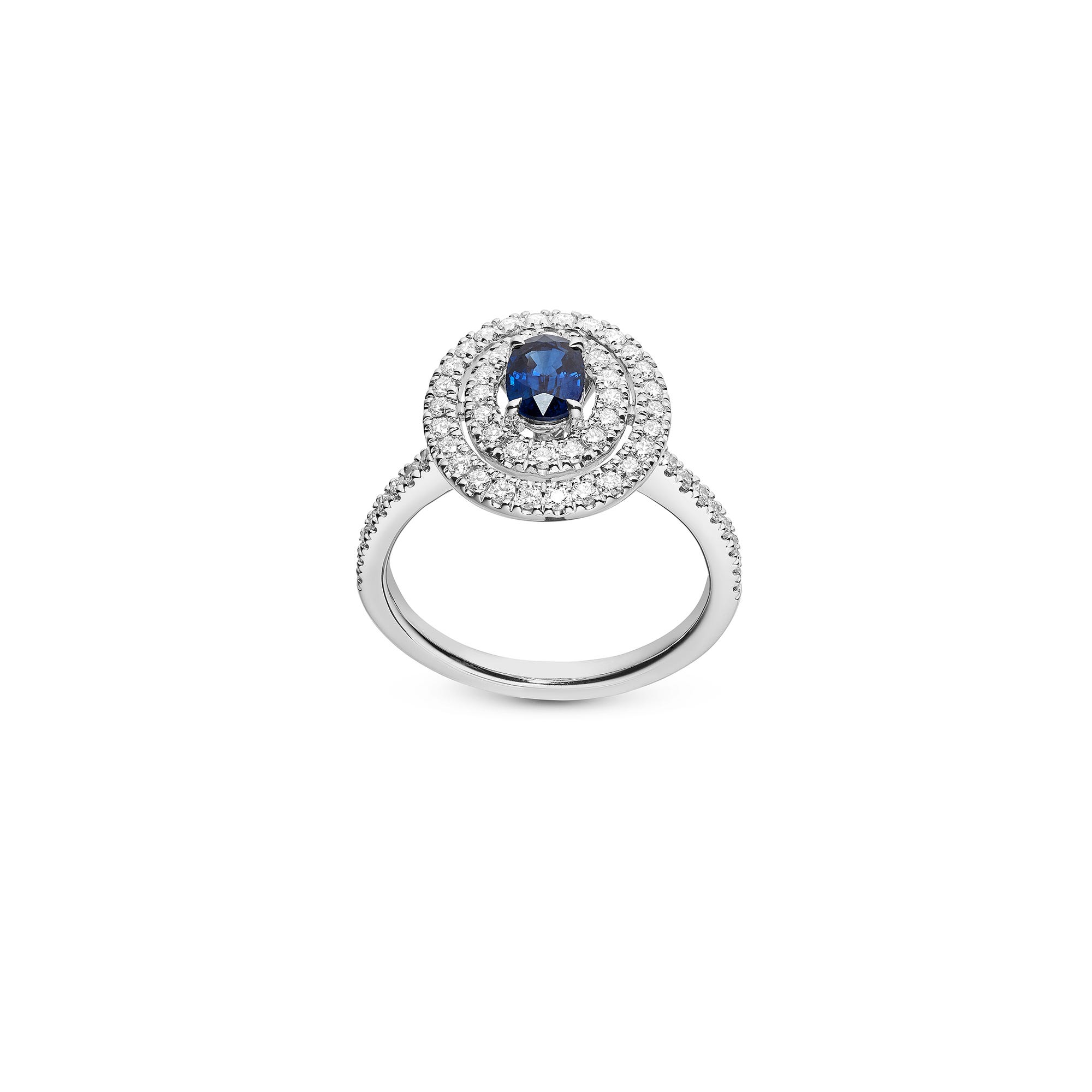 Platinum Ring with Oval Sapphire and Diamonds