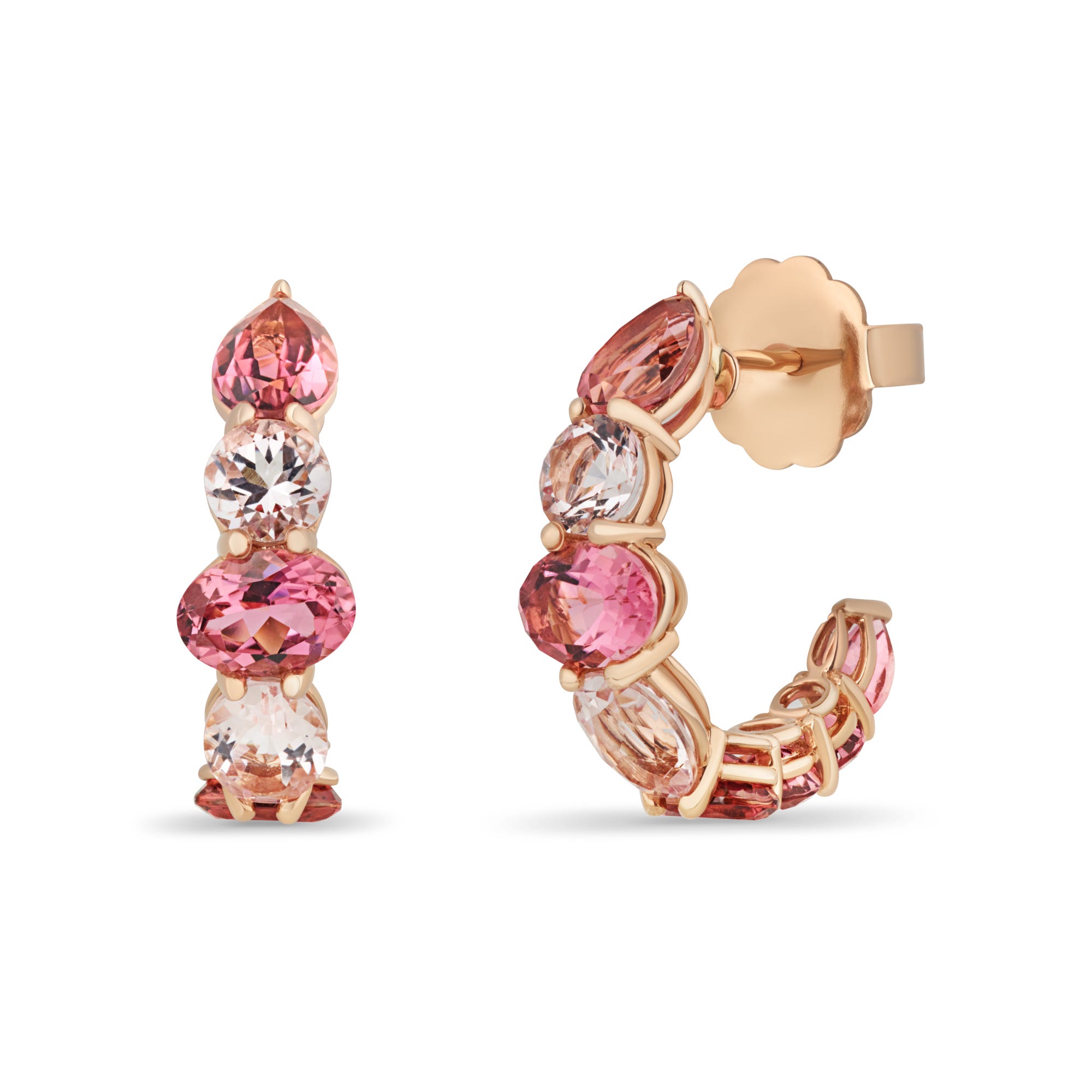 Chaos Mini Earrings in 18ct Rose Gold with Morganite and Pink Tourmaline