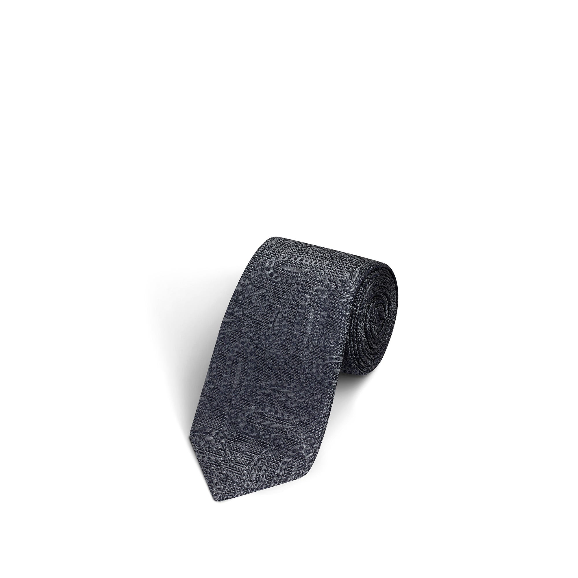 Large Plain Paisley Grey Tie
