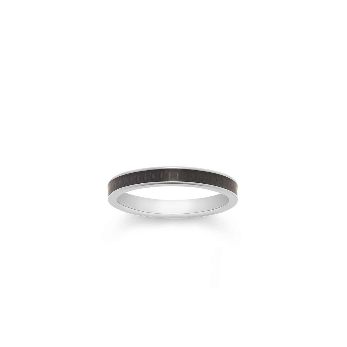 167 Enamel Ring in White Gold 3mm, Black