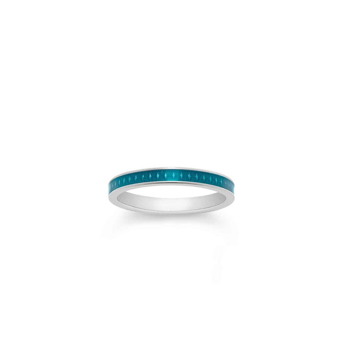 167 Enamel Ring in White Gold 3mm, Light Blue