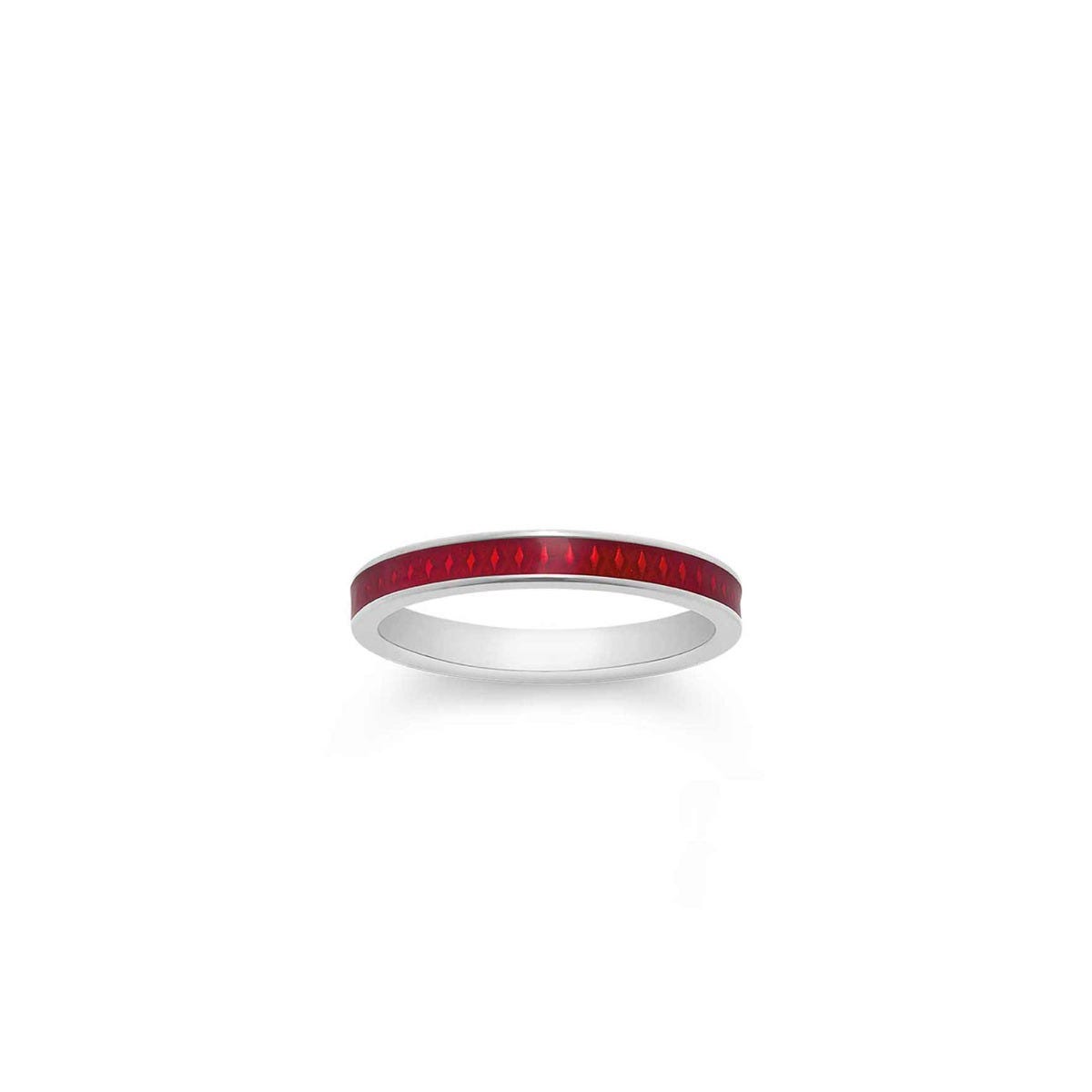 167 Enamel Ring in White Gold 3mm, Red