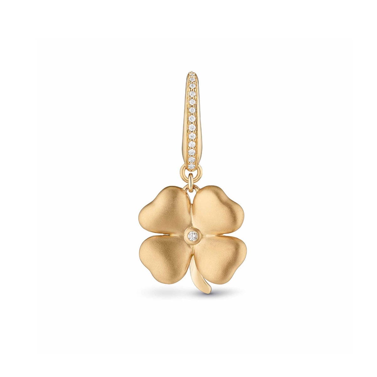 Woodland Clover Charm in 18ct Yellow Gold with Diamonds
