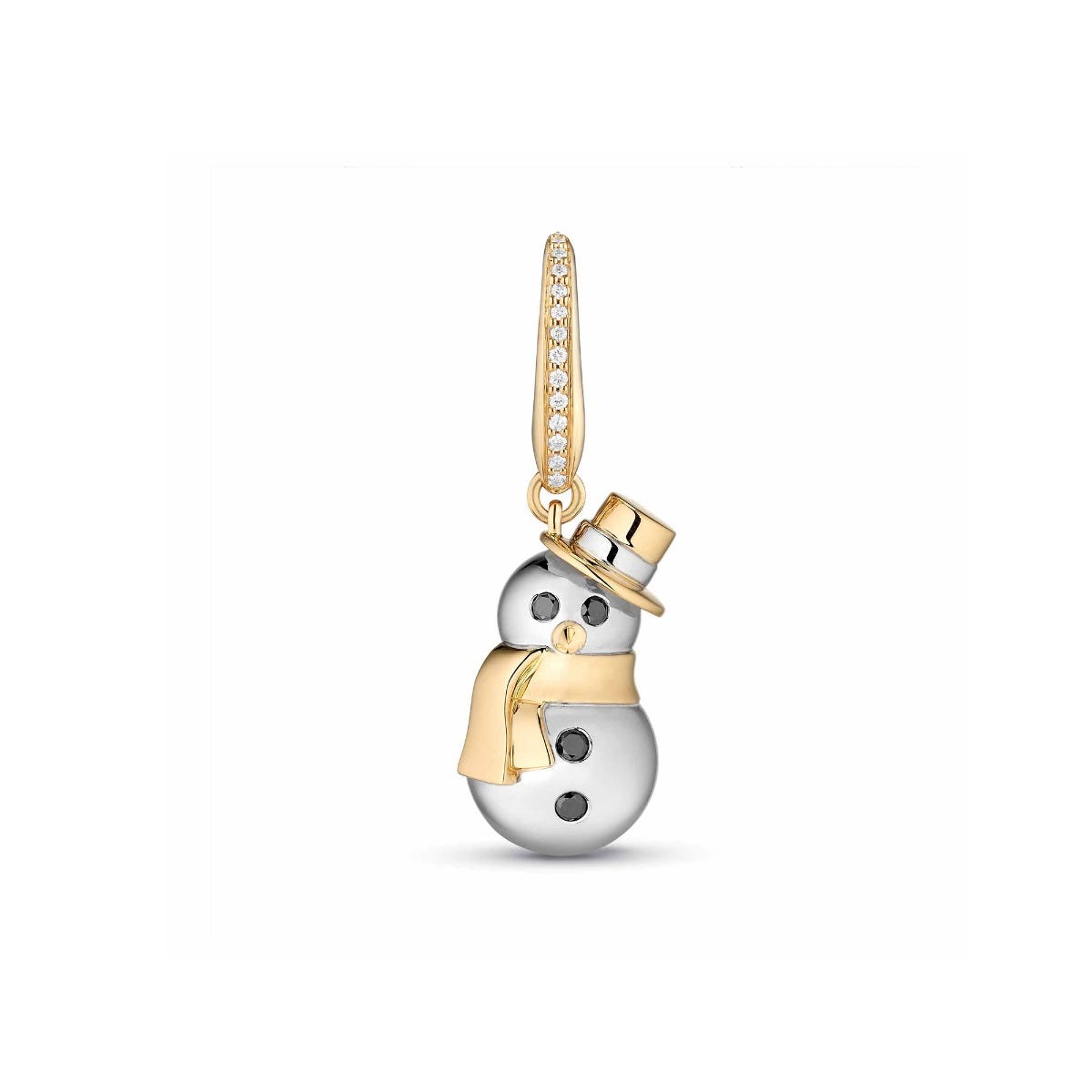 Woodland Snowman Charm in 18ct Gold with Diamonds